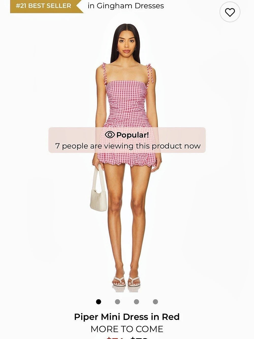 MORE TO COME Piper Mini Dress Gingham Red & White Small Like New